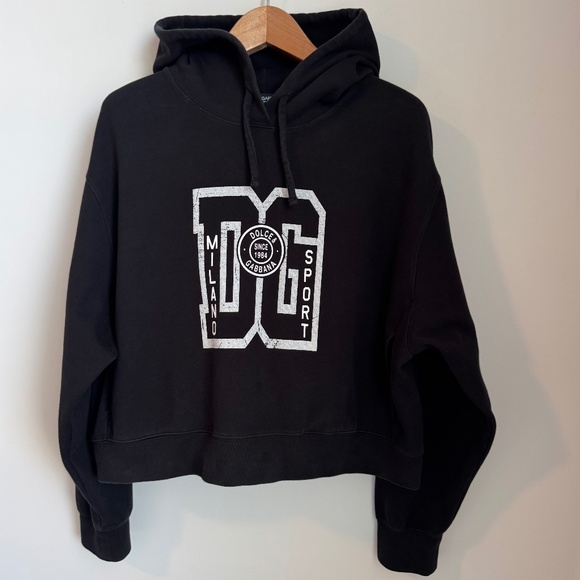 Dolce and Gabbana Black Cropped Sweatshirt SZ L - Picture 4 of 13